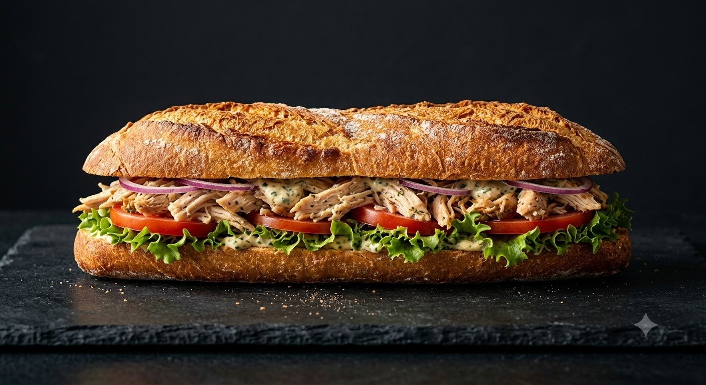 Sandwich poulet tomate oignon